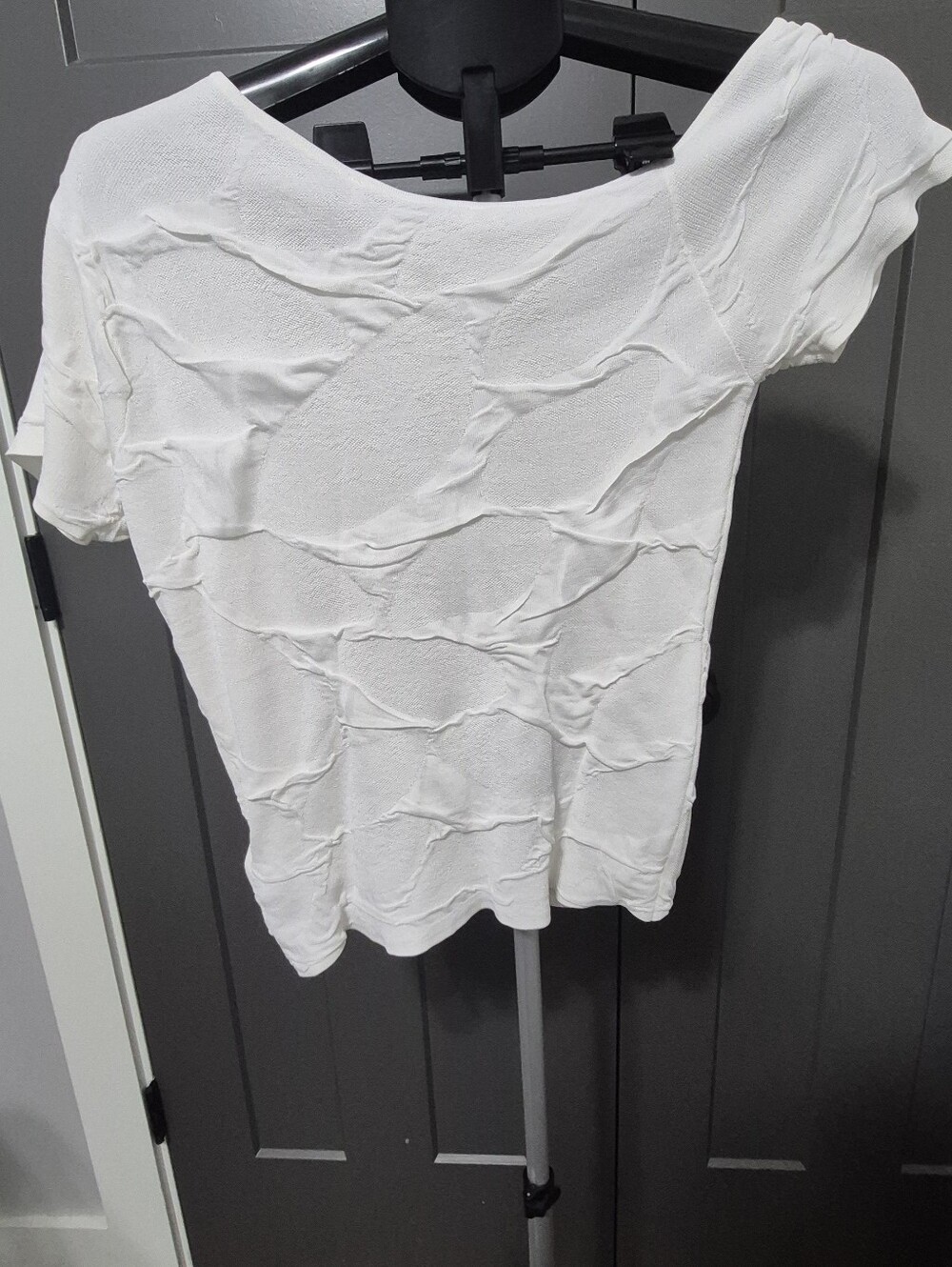 Zara White Textured Asymmetrical Off Shoulder Top Size L - Picture 3 of 5